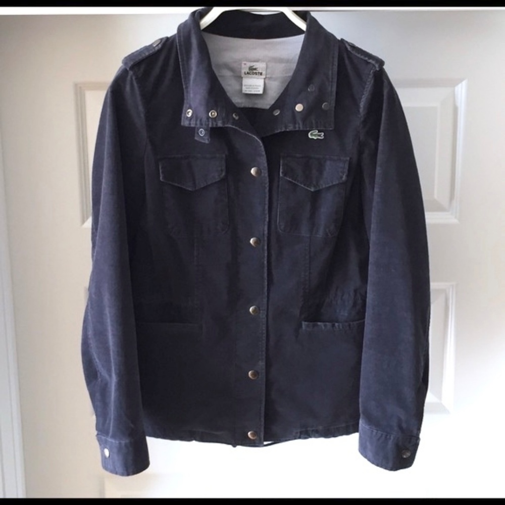 Women's Lacoste Navy Blue Corduroy Utility Jacket